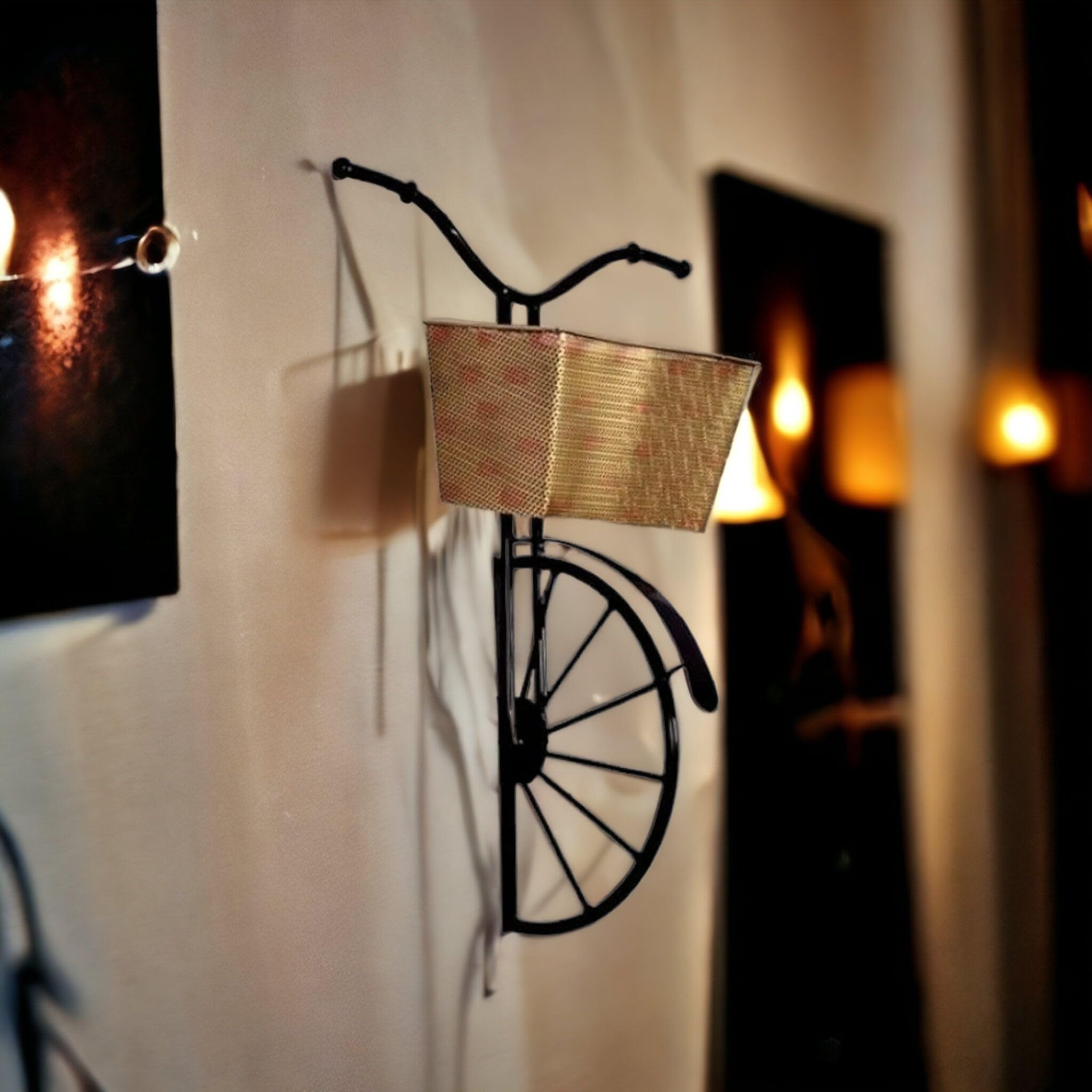 Ghar Decor India Personalized Wrought Iron Cycle Wall Hanging For Books And Decoratives Revitalize Your Living Space With Creati